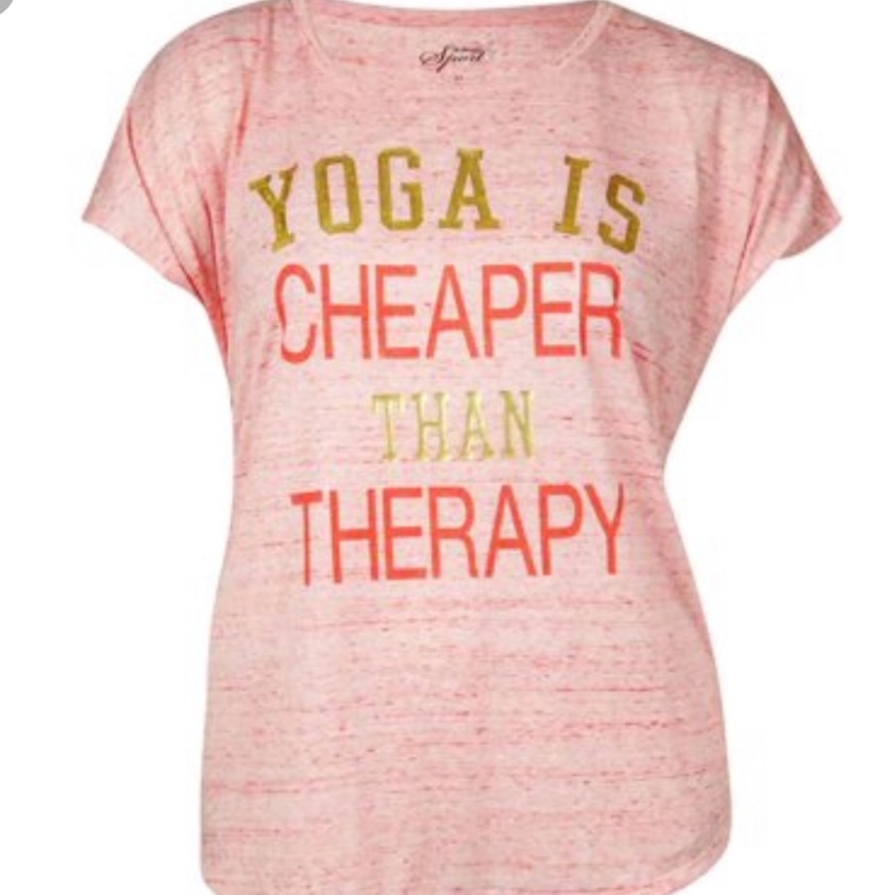 Yoga Is Cheaper Than Therapy Tee. Cap sleeve 1X